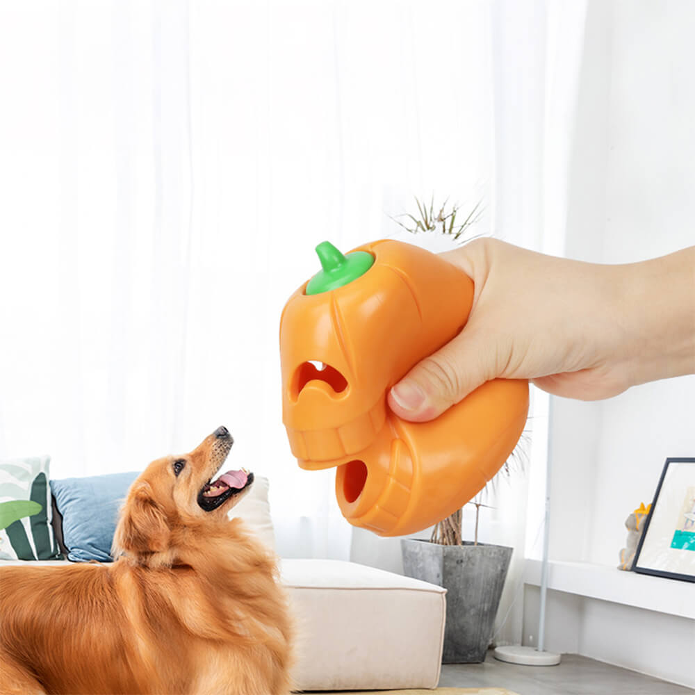 Pumpkin Treat Dispensing Dog Toy – Interactive Chew &amp; Play