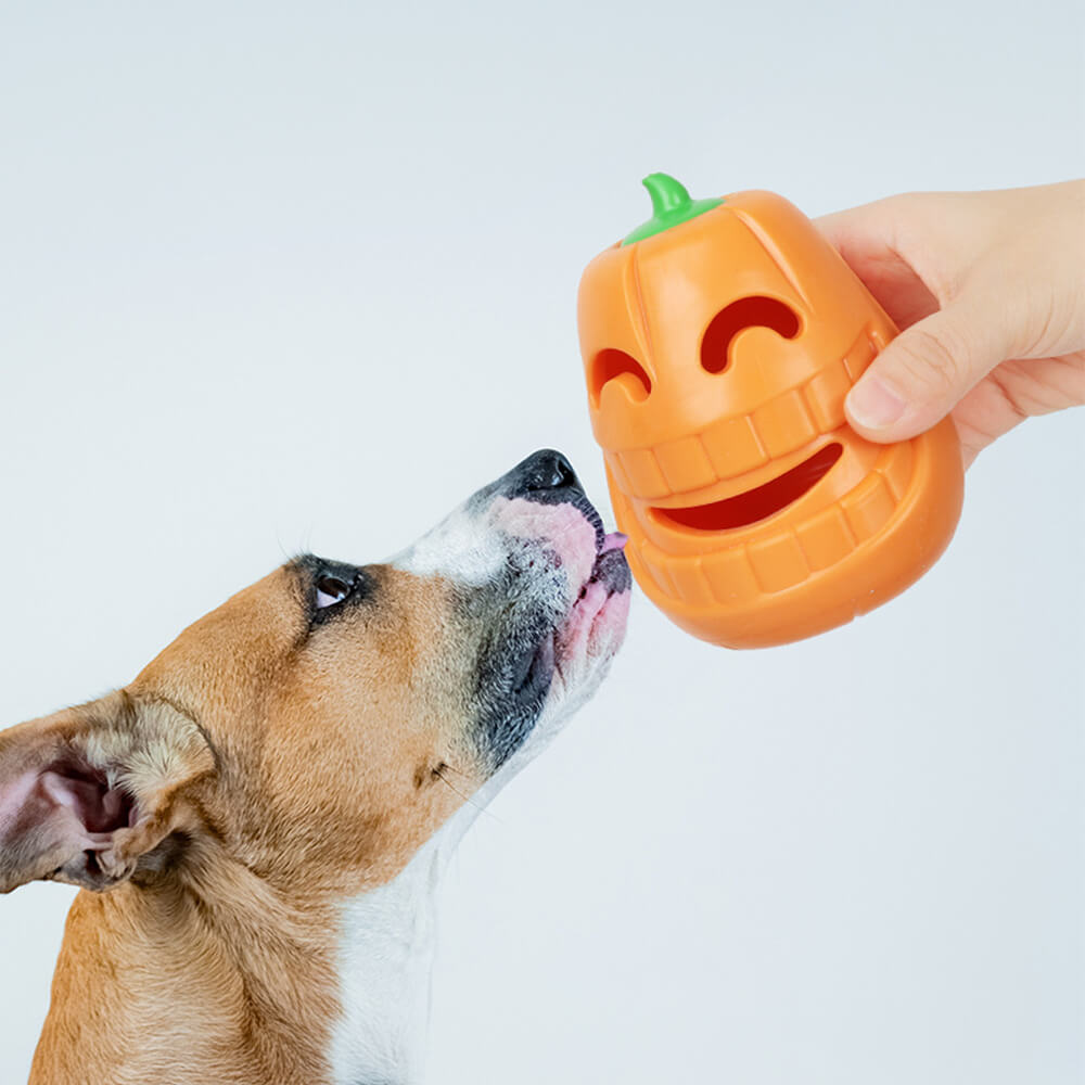 Pumpkin Treat Dispensing Dog Toy – Interactive Chew &amp; Play