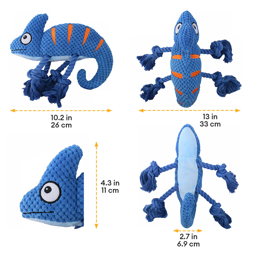 Plush Chameleon Squeaky Dog Toy – Soft &amp; Colorful Fun
