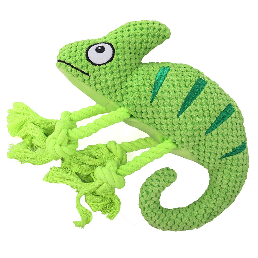 Plush Chameleon Squeaky Dog Toy – Soft &amp; Colorful Fun