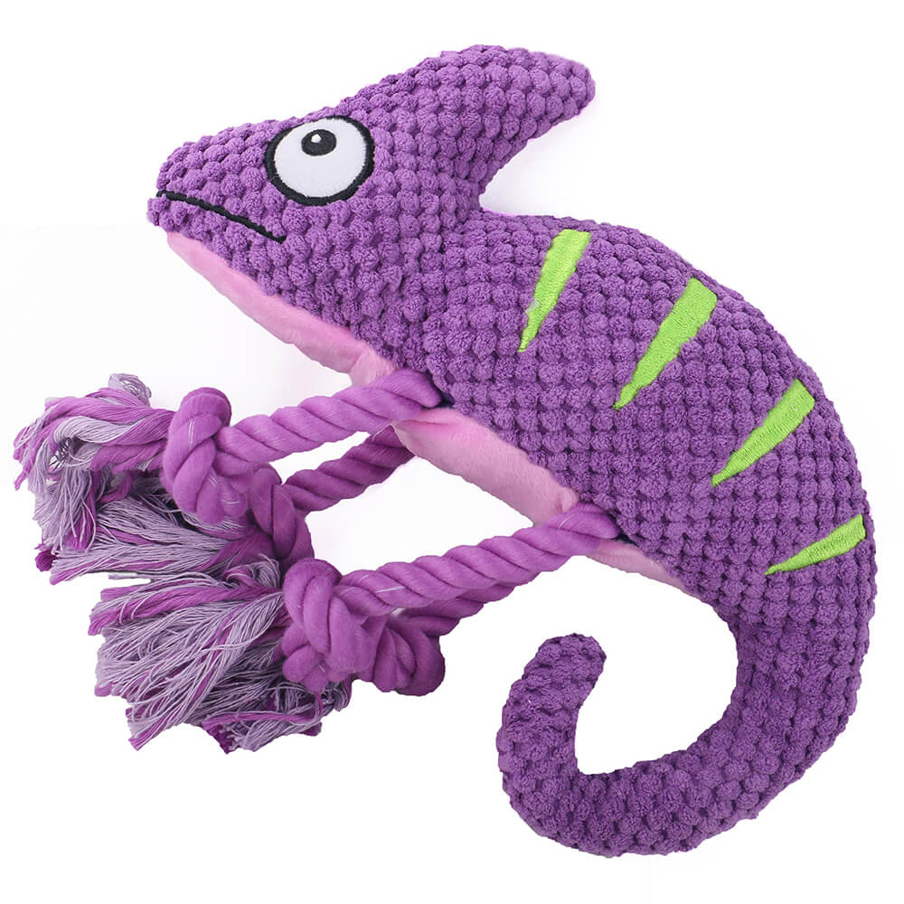 Plush Chameleon Squeaky Dog Toy – Soft &amp; Colorful Fun