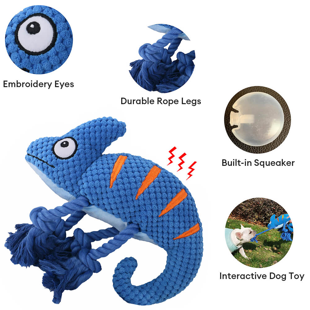 Plush Chameleon Squeaky Dog Toy – Soft &amp; Colorful Fun