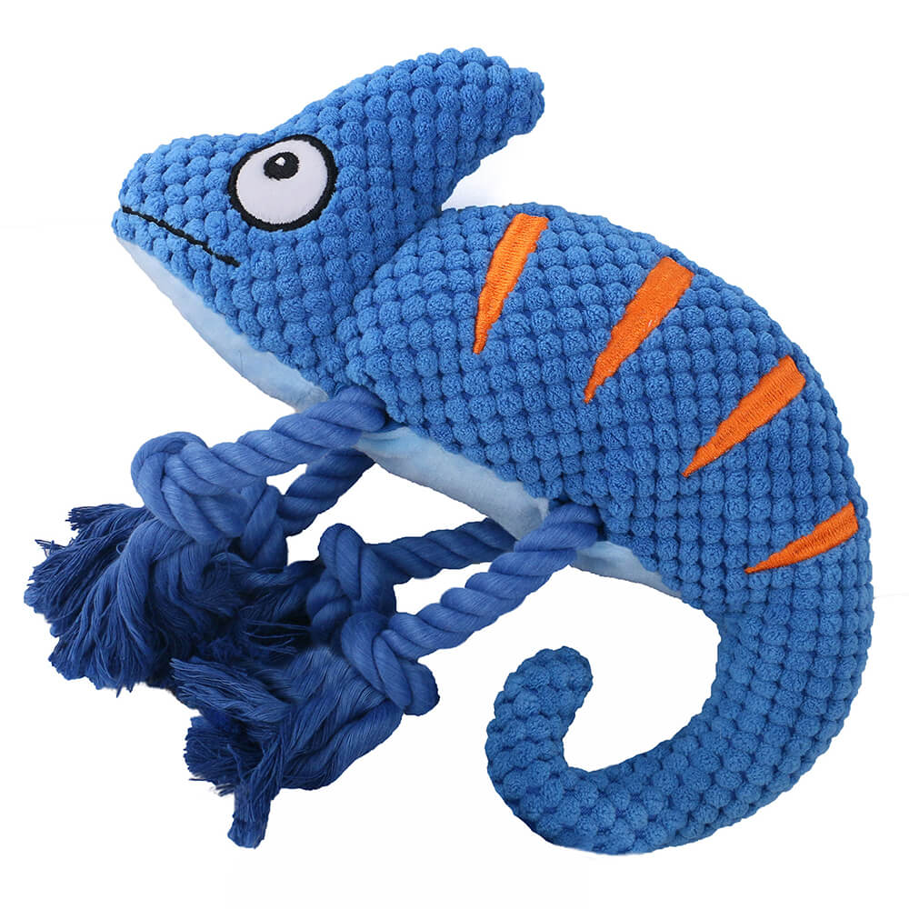 Plush Chameleon Squeaky Dog Toy – Soft &amp; Colorful Fun