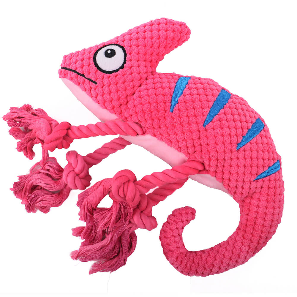Plush Chameleon Squeaky Dog Toy – Soft &amp; Colorful Fun