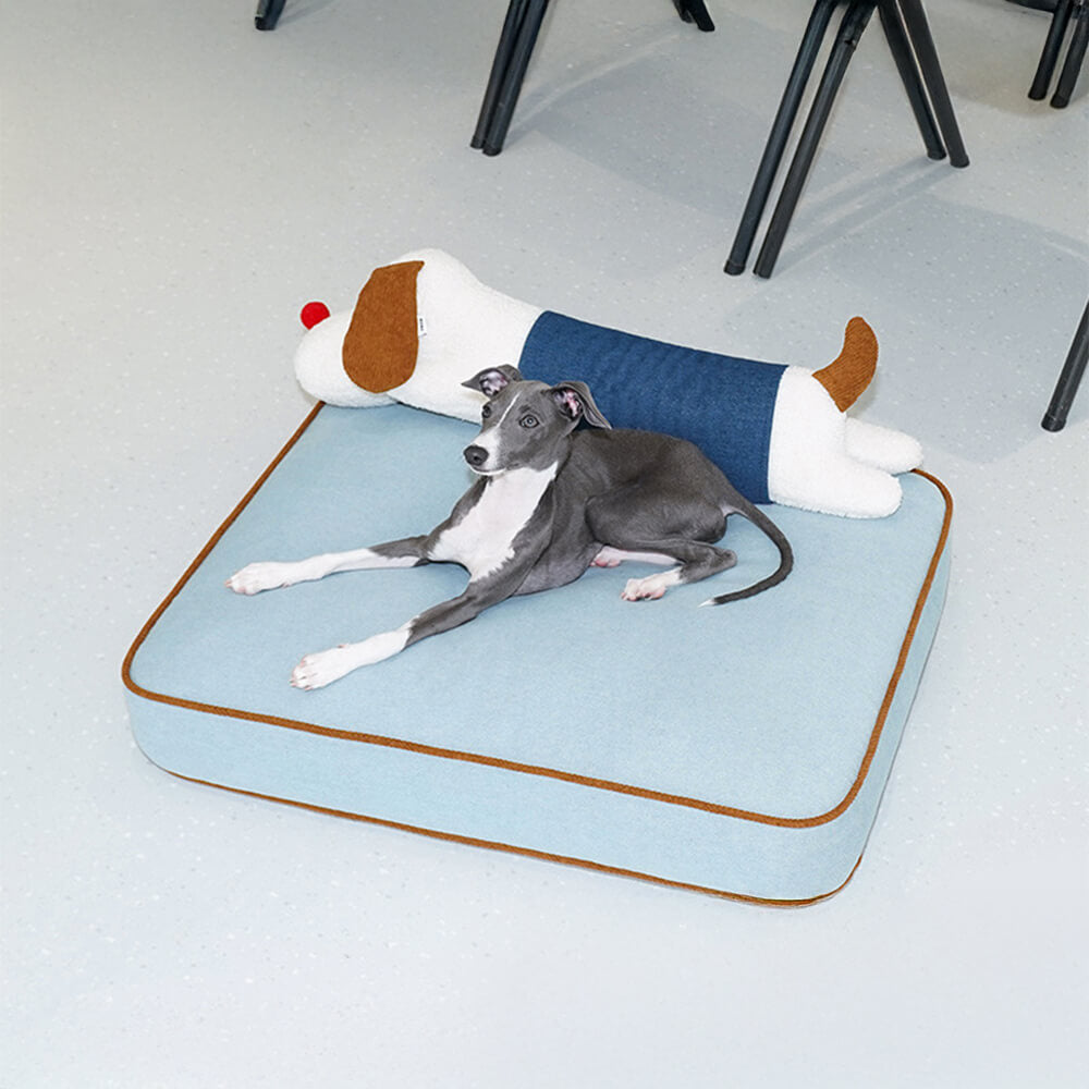 Spacious Denim Dog &amp; Cat Mat with Removable Pillow – Comfortable &amp; Versatile Pet Bed