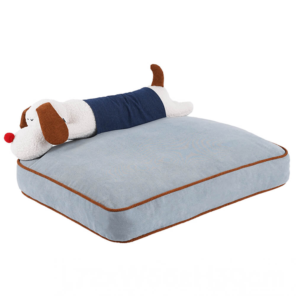 Spacious Denim Dog &amp; Cat Mat with Removable Pillow – Comfortable &amp; Versatile Pet Bed