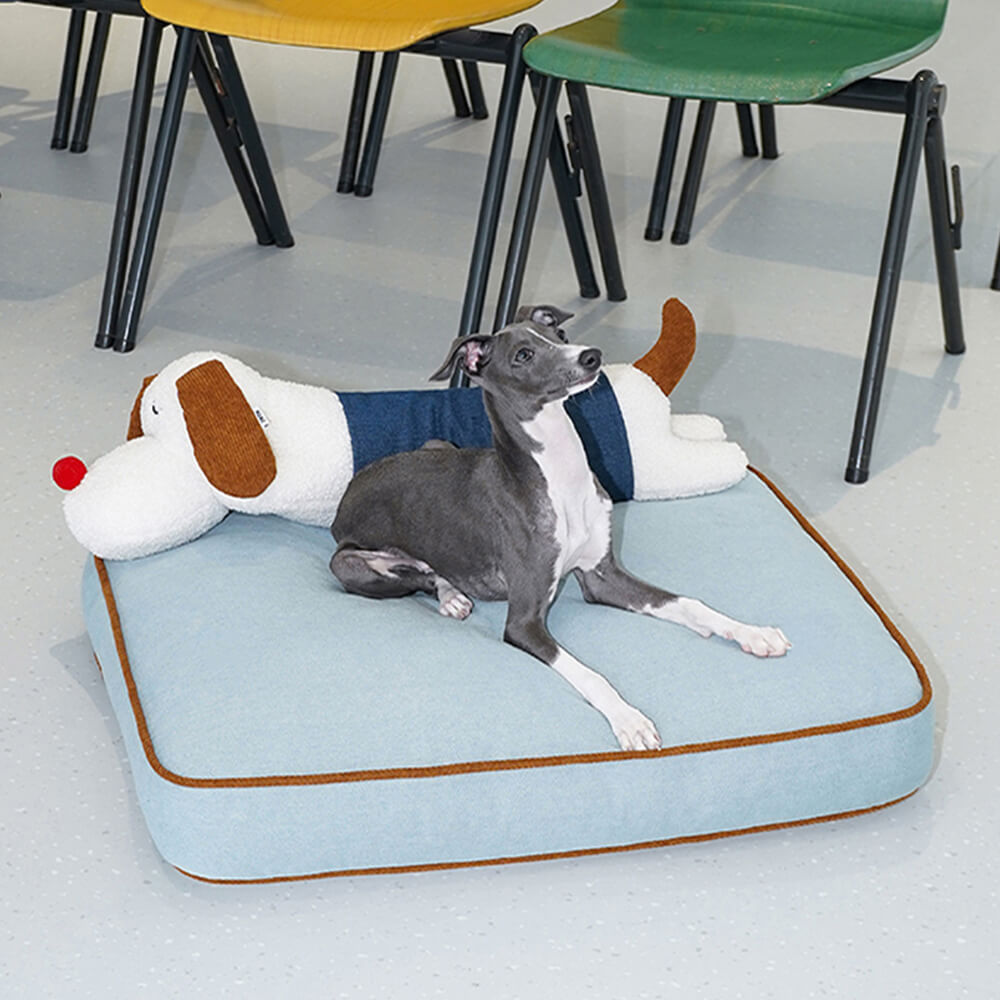 Spacious Denim Dog &amp; Cat Mat with Removable Pillow – Comfortable &amp; Versatile Pet Bed