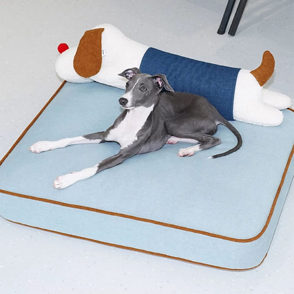 Spacious Denim Dog &amp; Cat Mat with Removable Pillow – Comfortable &amp; Versatile Pet Bed