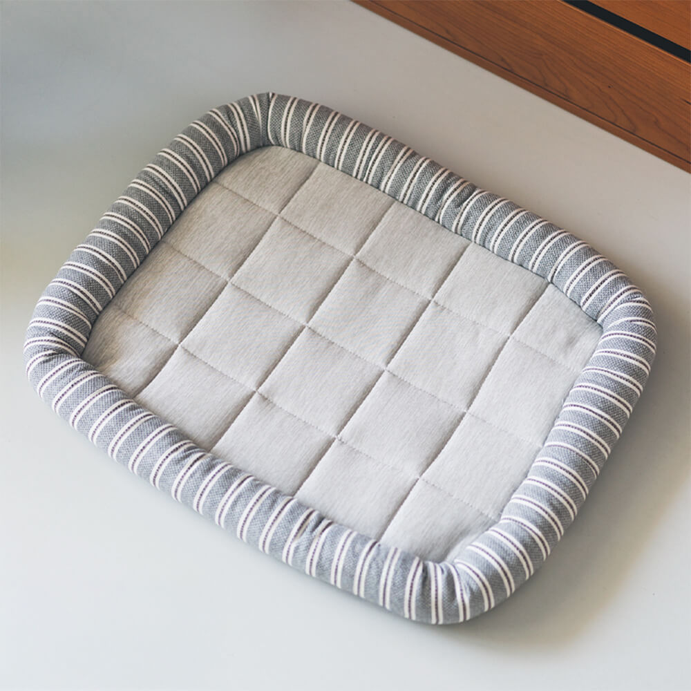 Stylish Striped Cooling Ice Silk Dog &amp; Cat Bed Mat – Soft, Comfortable &amp; Cooling