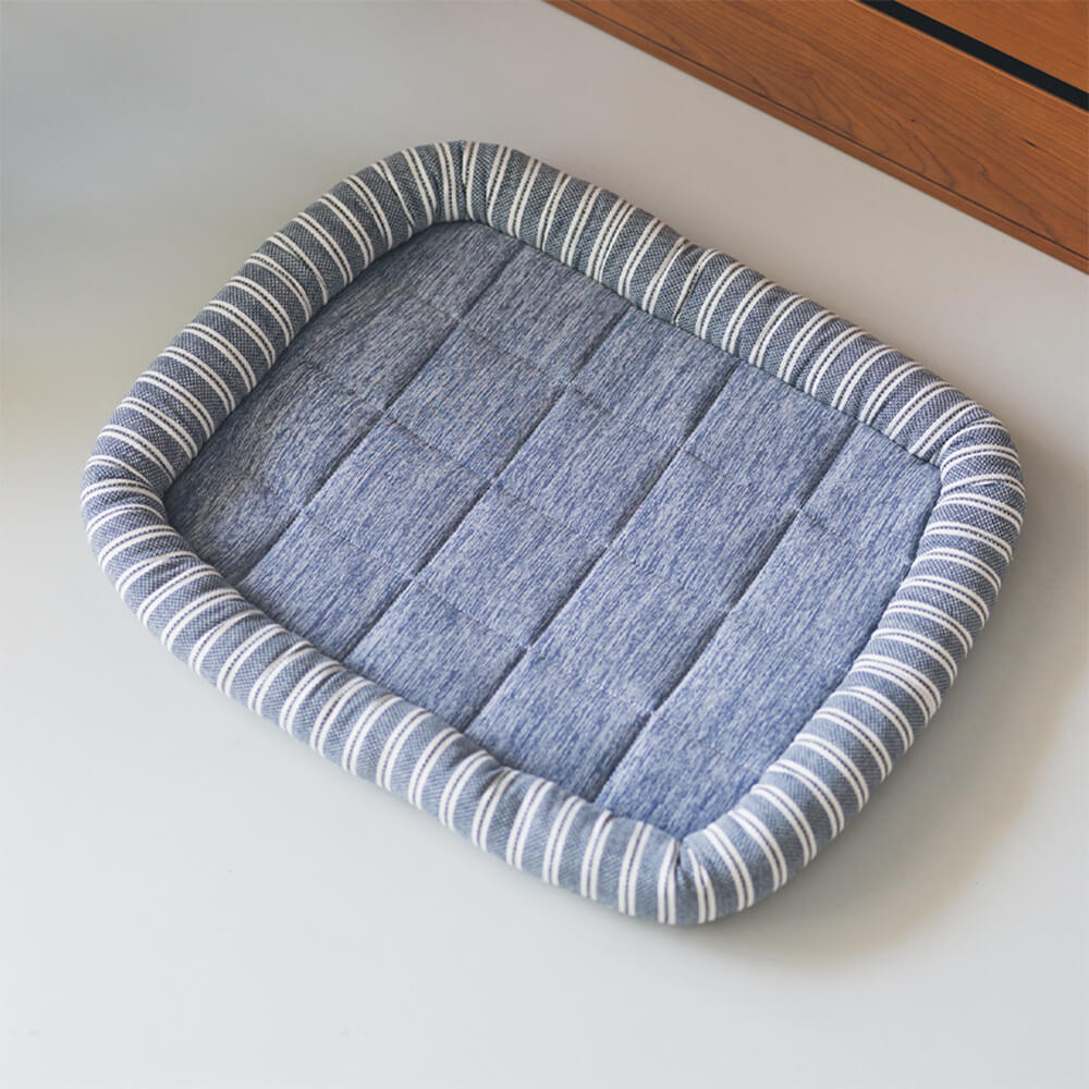 Stylish Striped Cooling Ice Silk Dog &amp; Cat Bed Mat – Soft, Comfortable &amp; Cooling