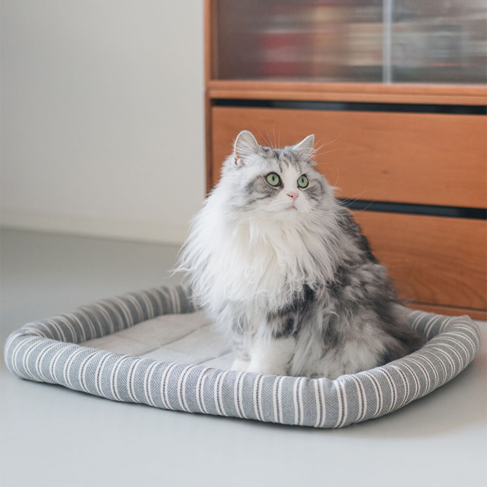 Stylish Striped Cooling Ice Silk Dog &amp; Cat Bed Mat – Soft, Comfortable &amp; Cooling