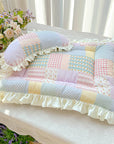 Vintage Floral Patchwork Ruffled Dog & Cat Mat Matching Pillow