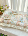 Vintage Floral Patchwork Ruffled Dog & Cat Mat Matching Pillow