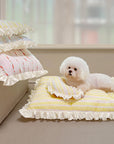 Vintage Floral Patchwork Ruffled Dog & Cat Mat Matching Pillow