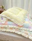 Vintage Floral Patchwork Ruffled Dog & Cat Mat Matching Pillow