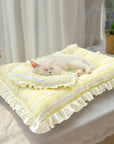 Vintage Floral Patchwork Ruffled Dog & Cat Mat Matching Pillow