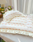 Vintage Floral Patchwork Ruffled Dog & Cat Mat Matching Pillow