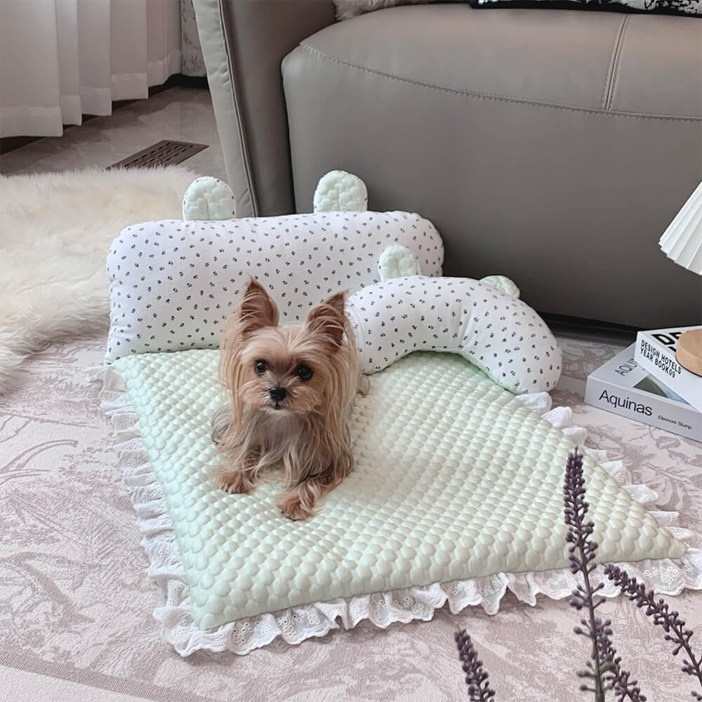 Floral Cooling Mat with Pillow – Comfortable &amp; Cooling Bed for Pets