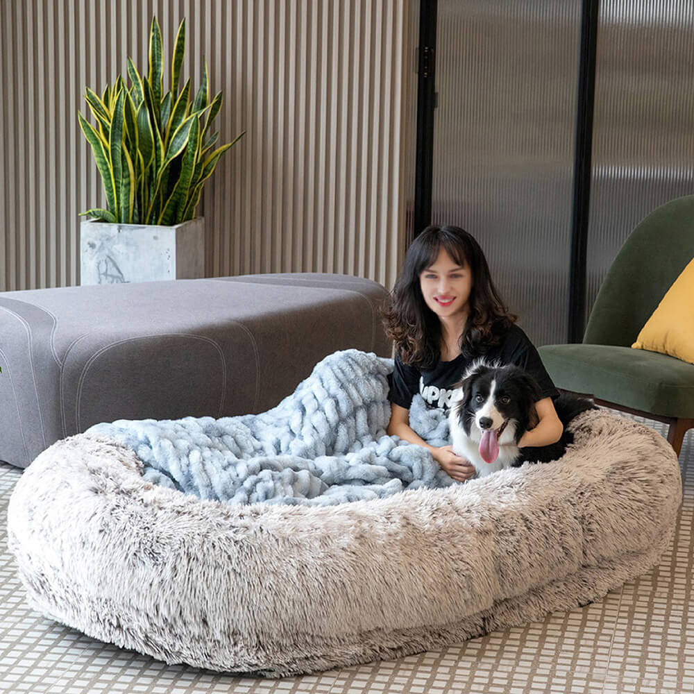 Luxuriöses, supergroßes Hundebett mit superweicher Haustier-Überwurfdecke