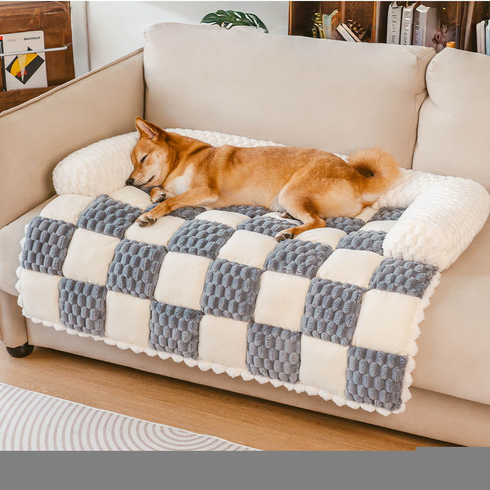 Plaid Cozy Sofa Protector Dog Mat – SnugPad for Pets