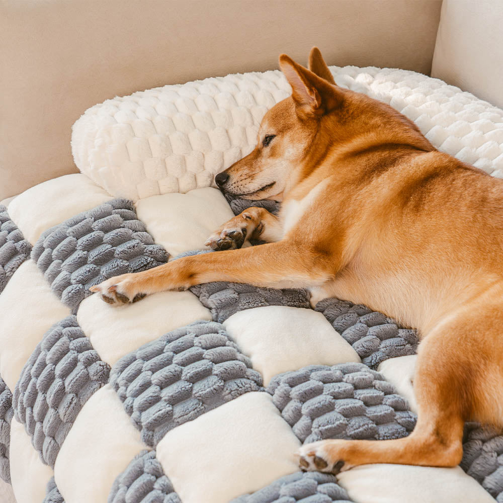 Plaid Cozy Sofa Protector Dog Mat – SnugPad for Pets