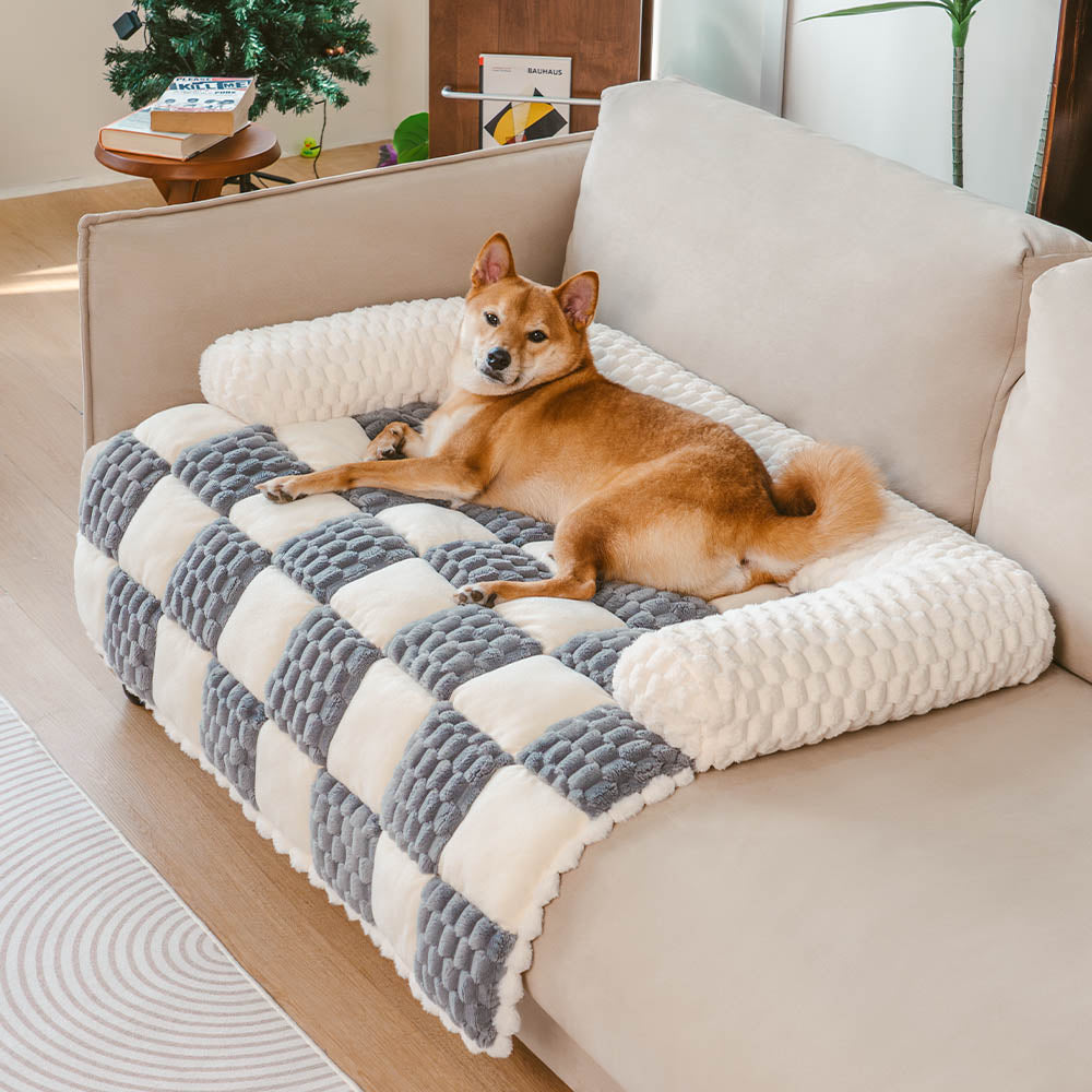Plaid Cozy Sofa Protector Dog Mat – SnugPad for Pets