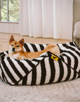 Trendy Striped Pattern Polygonal  Calming Bean Bag Dog Bed