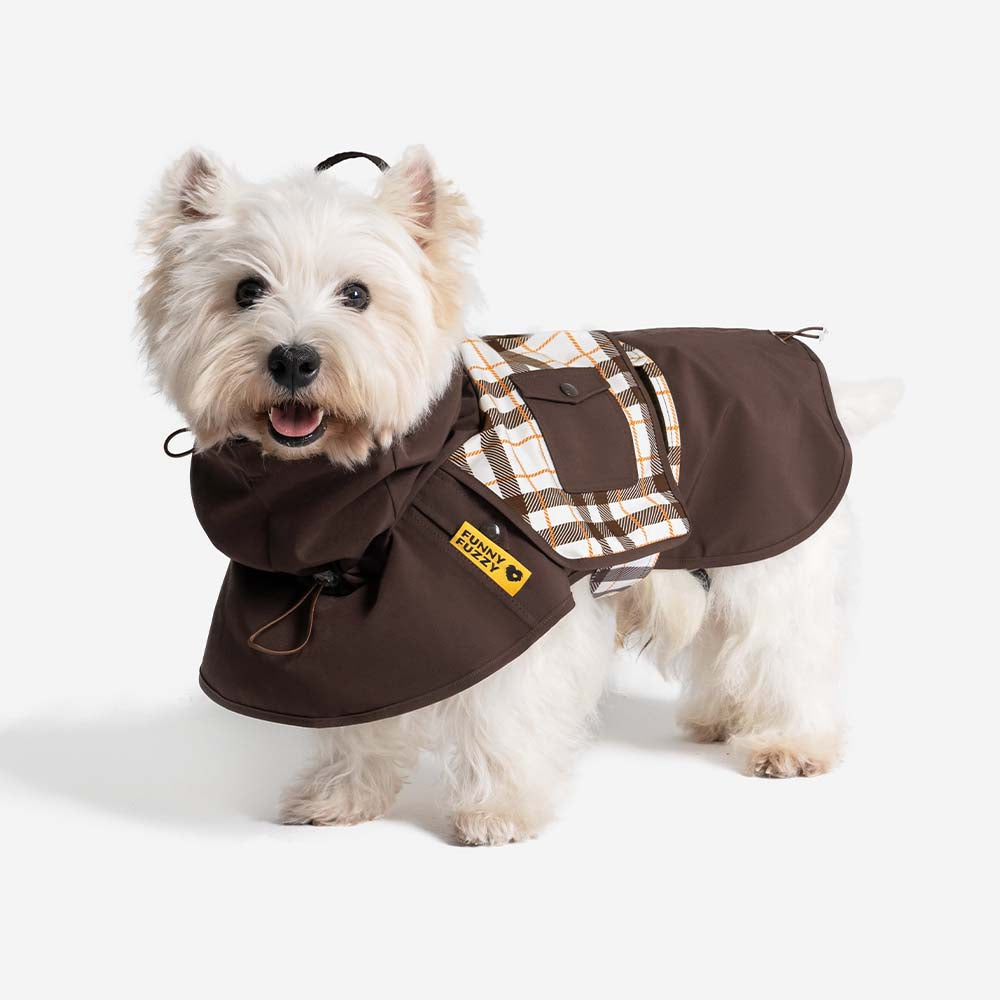 Waterproof Vintage Plaid Adjustable Dog Raincoat - All-Weather Protection - Pawhearth