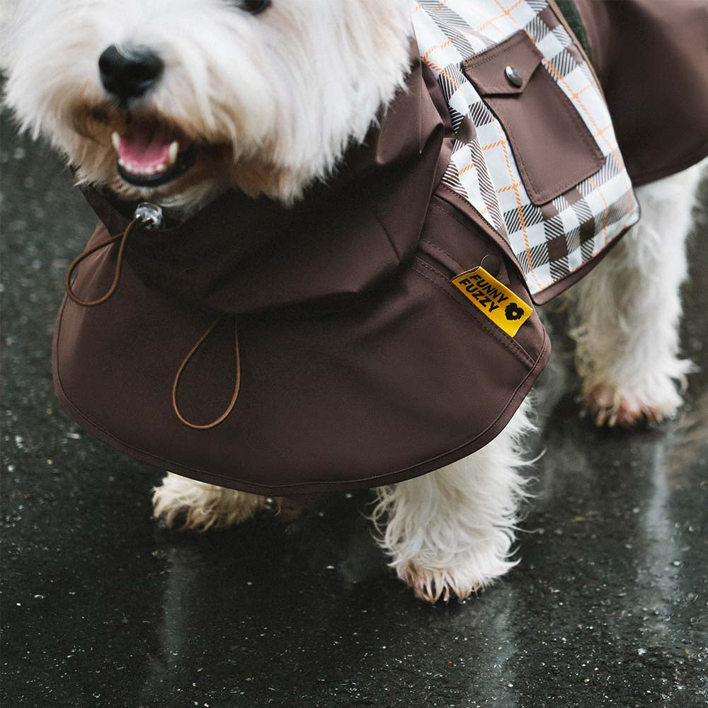 Waterproof Vintage Plaid Adjustable Dog Raincoat - All-Weather Protection - Pawhearth