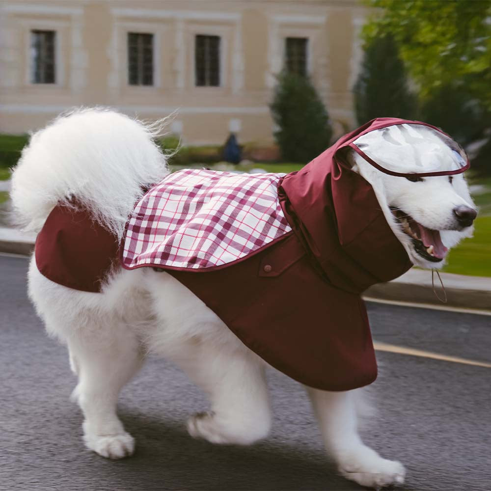 Waterproof Vintage Plaid Adjustable Dog Raincoat - All-Weather Protection - Pawhearth