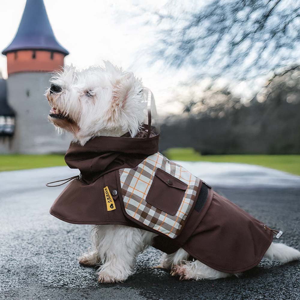 Waterproof Vintage Plaid Adjustable Dog Raincoat - All-Weather Protection - Pawhearth