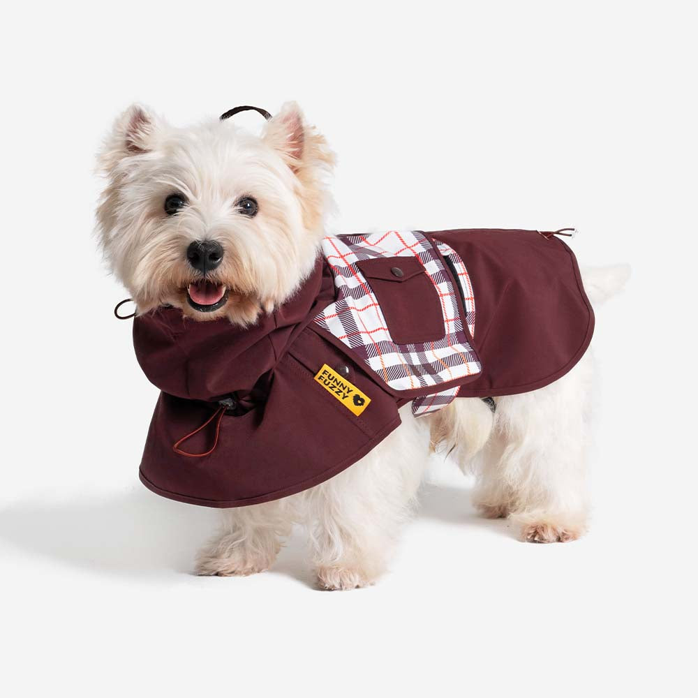 Waterproof Vintage Plaid Adjustable Dog Raincoat - All-Weather Protection - Pawhearth