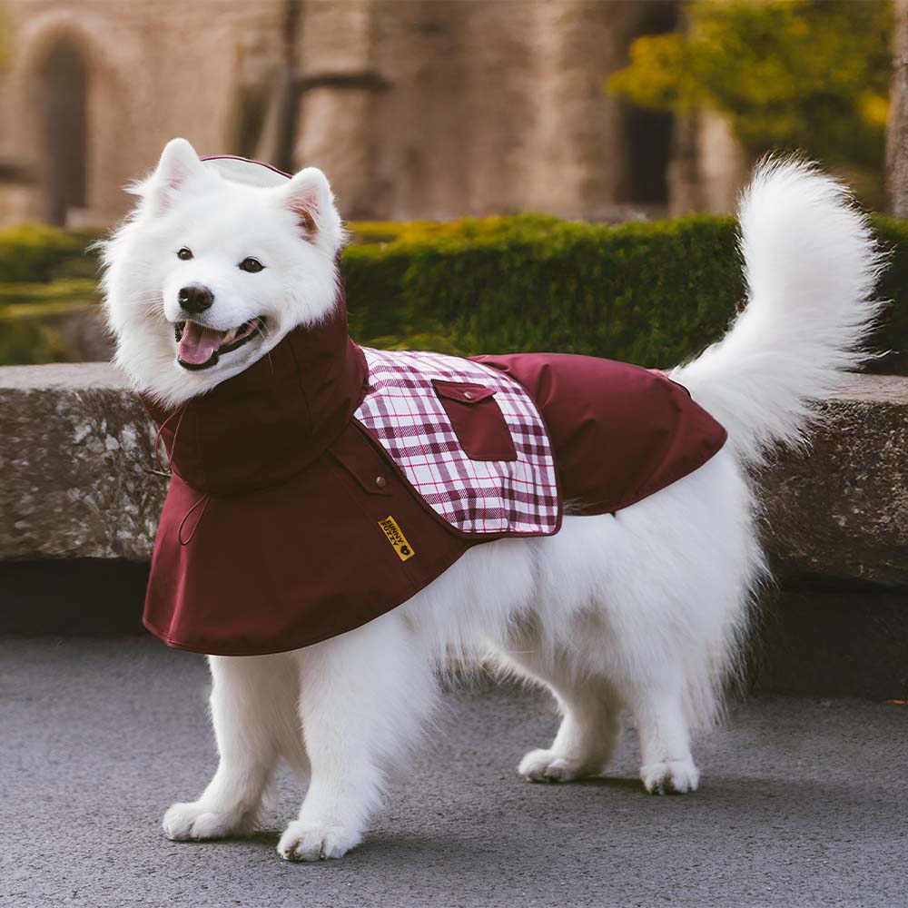 Waterproof Vintage Plaid Adjustable Dog Raincoat - All-Weather Protection - Pawhearth