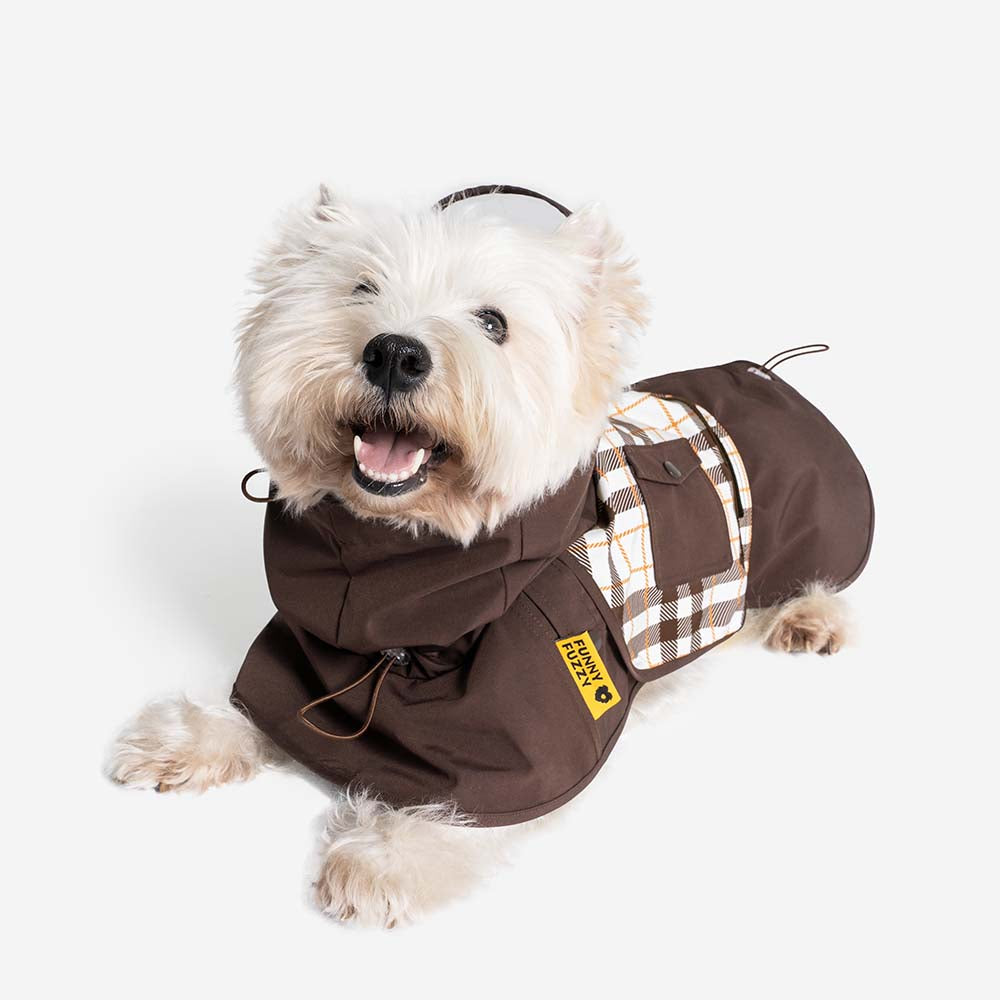 Waterproof Vintage Plaid Adjustable Dog Raincoat - All-Weather Protection - Pawhearth