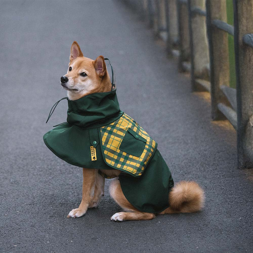 Waterproof Vintage Plaid Adjustable Dog Raincoat - All-Weather Protection - Pawhearth