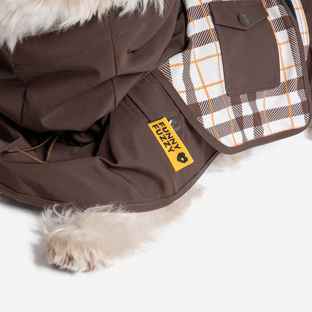 Waterproof Vintage Plaid Adjustable Dog Raincoat - All-Weather Protection - Pawhearth