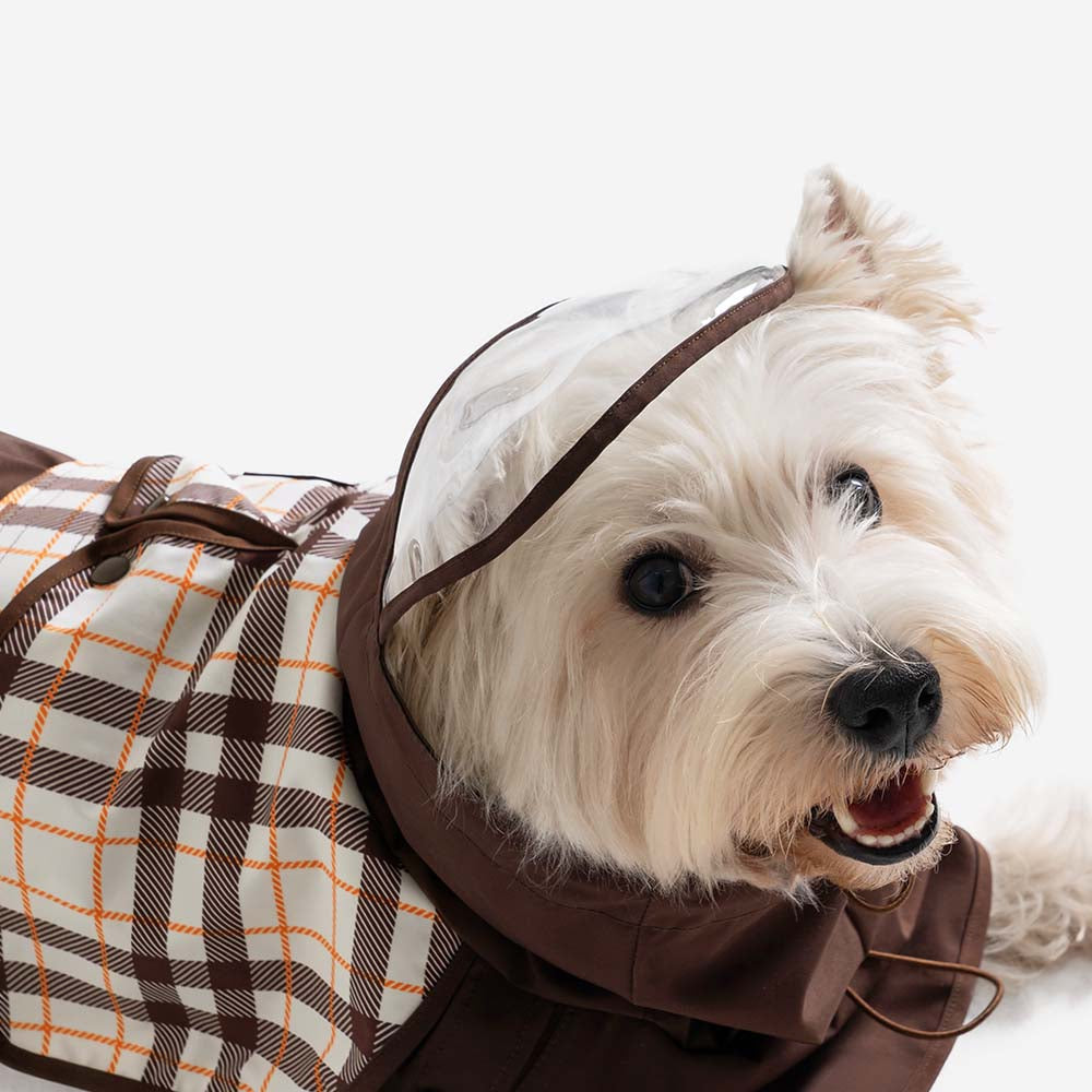 Waterproof Vintage Plaid Adjustable Dog Raincoat - All-Weather Protection - Pawhearth
