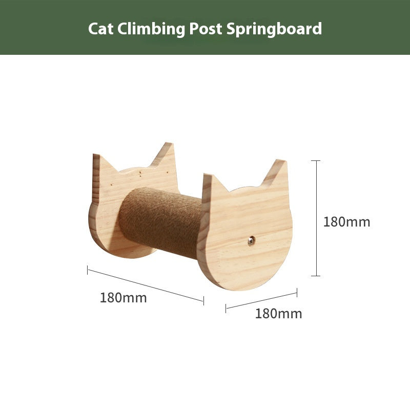 Cat climbing frame wall-mounted solid wood wall-mounted cat nest cat tree integrated cat climber space capsule non-occupied Wall-mounted cat climbing column