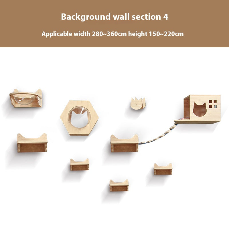 Cat climbing frame wall-mounted solid wood wall-mounted cat nest cat tree integrated cat climber space capsule non-occupied Wall-mounted cat climbing column