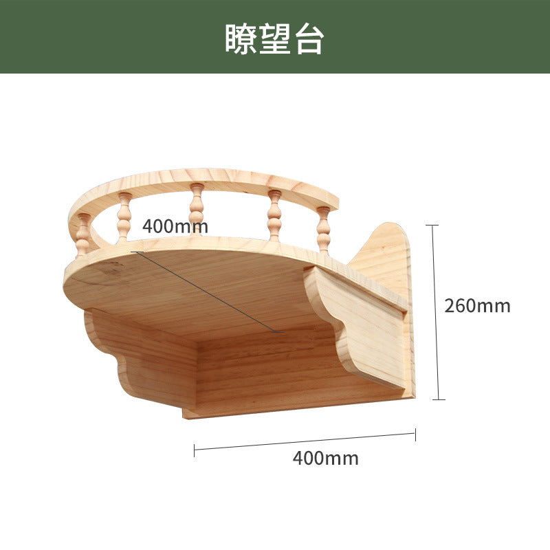 Cat climbing frame wall-mounted solid wood wall-mounted cat nest cat tree integrated cat climber space capsule non-occupied Wall-mounted cat climbing column