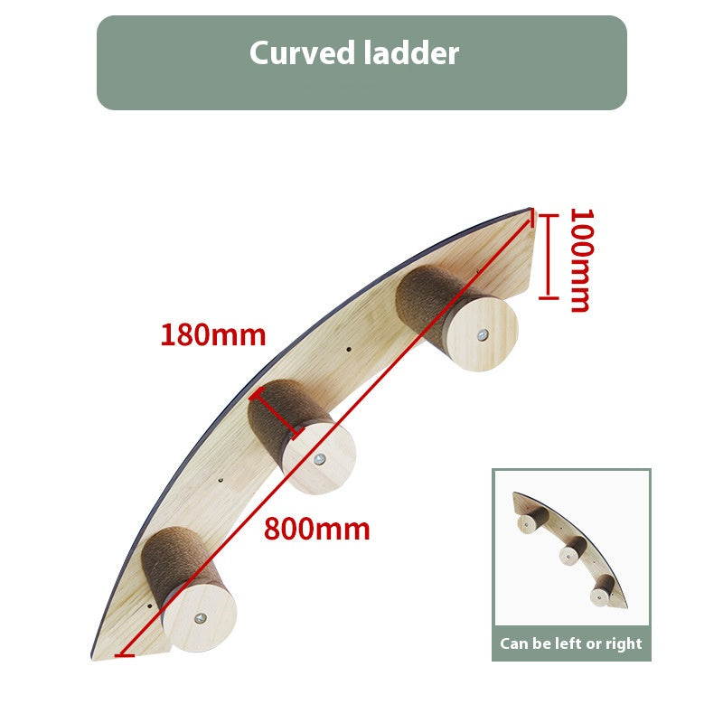 Cat climbing frame wall-mounted solid wood wall-mounted cat nest cat tree integrated cat climber space capsule non-occupied Wall-mounted cat climbing column