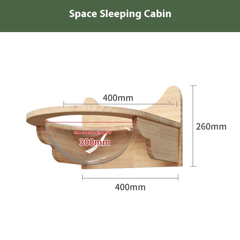 Cat climbing frame wall-mounted solid wood wall-mounted cat nest cat tree integrated cat climber space capsule non-occupied Wall-mounted cat climbing column