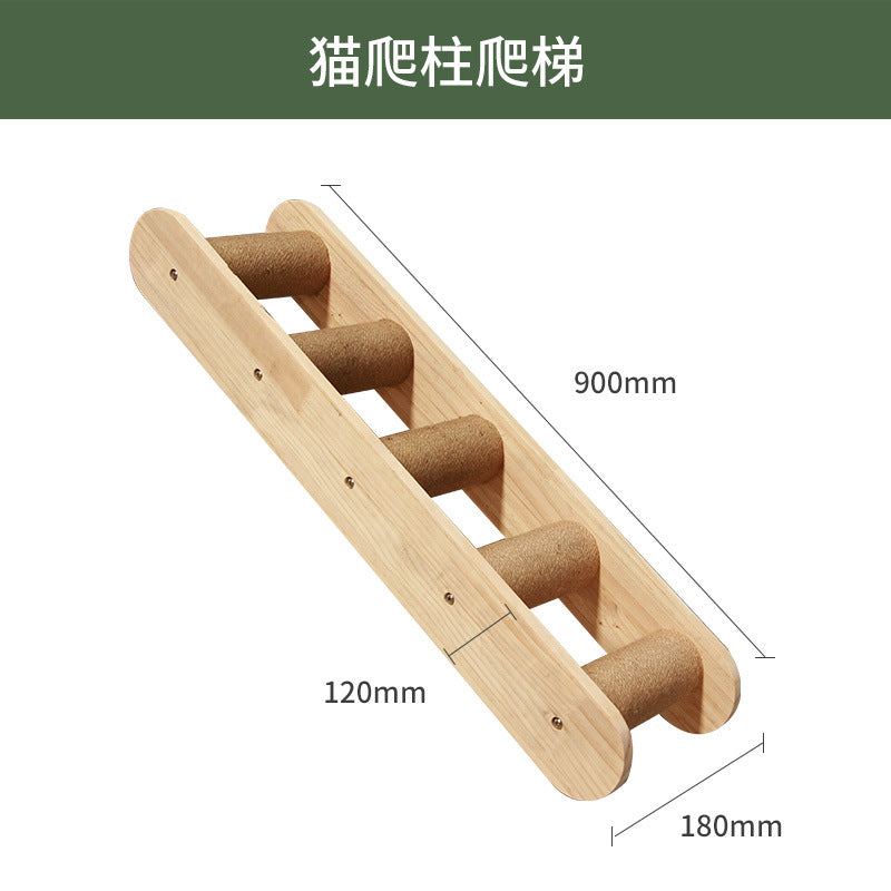 Wall-Mounted Cat Tree – Solid Wood Climber with Nest &amp; Capsule