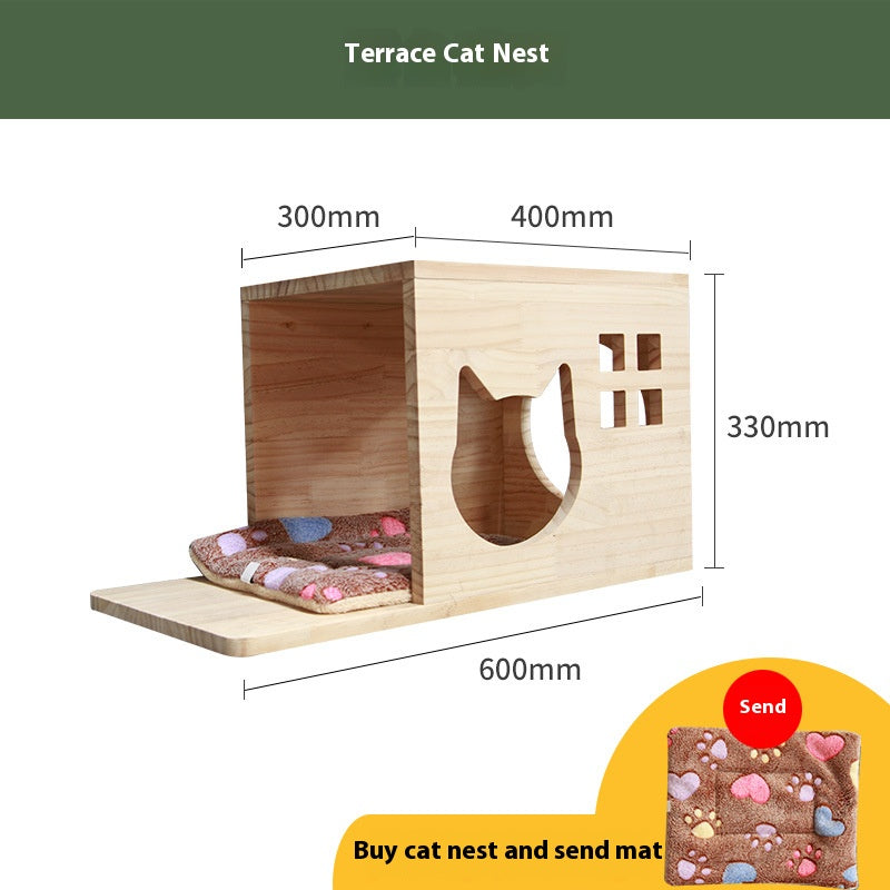 Cat climbing frame wall-mounted solid wood wall-mounted cat nest cat tree integrated cat climber space capsule non-occupied Wall-mounted cat climbing column