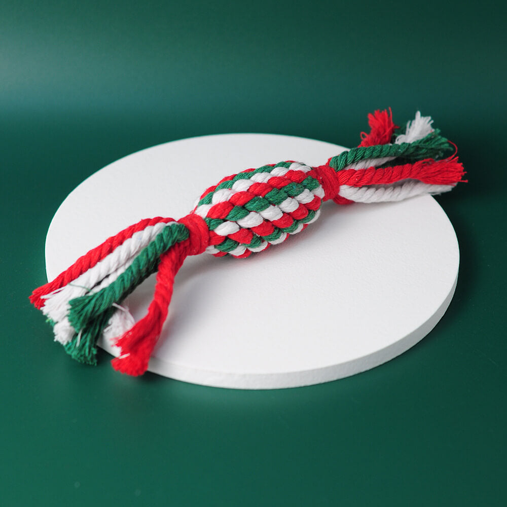 Christmas Cotton Rope Toy – Chew Resistant Luxury Dog Teething Gift