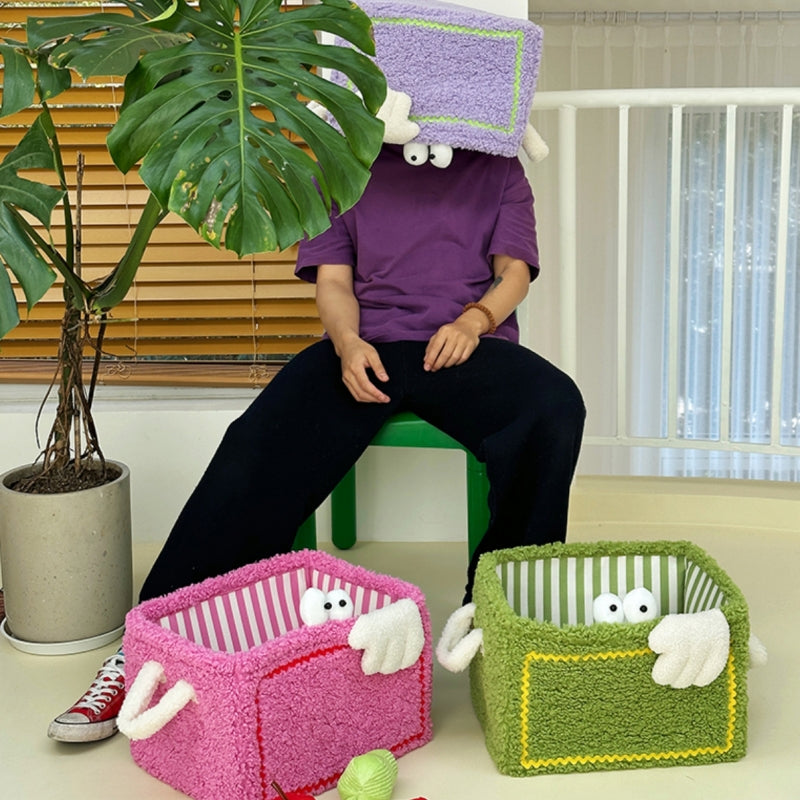 Colorful Little Monster Striped Foldable Storage Basket – Fun &amp; Practical