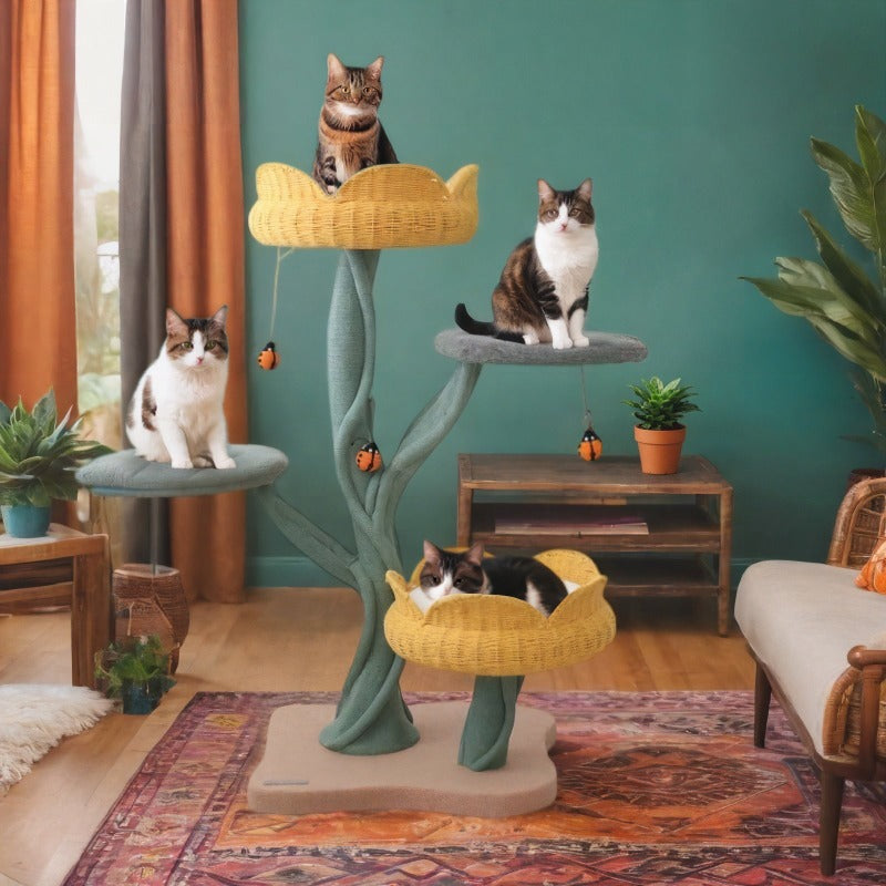 Yellow Tulip Cat Tree - Pawhearth